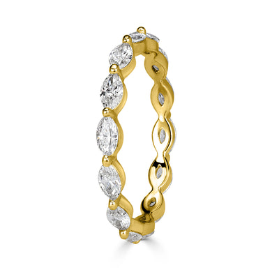 1.00ct Marquise Cut Diamond Eternity Band in 18k Champagne Yellow Gold