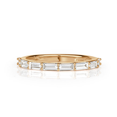 0.65ct Baguette Cut Diamond Wedding Band in 18k Champagne Yellow Gold