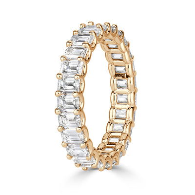 3.60ct Emerald Cut Diamond Eternity Band in 18k Champagne Yellow Gold