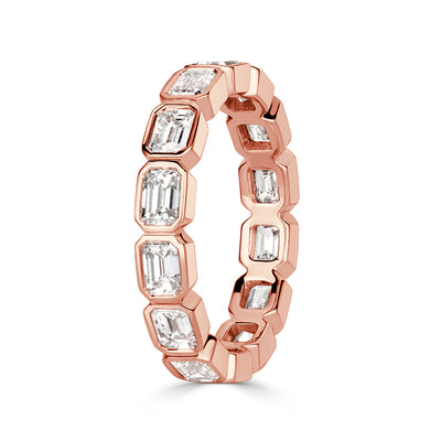 2.50ct Emerald Cut Diamond Eternity Band in 18k Rose Gold