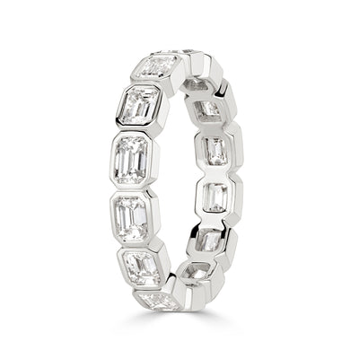 2.50ct Emerald Cut Diamond Eternity Band in 18k White Gold