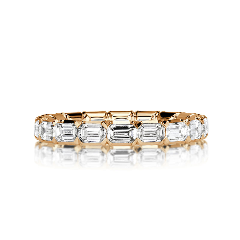 2.00ct Emerald Cut Diamond Eternity Band in 18k Champagne Yellow Gold