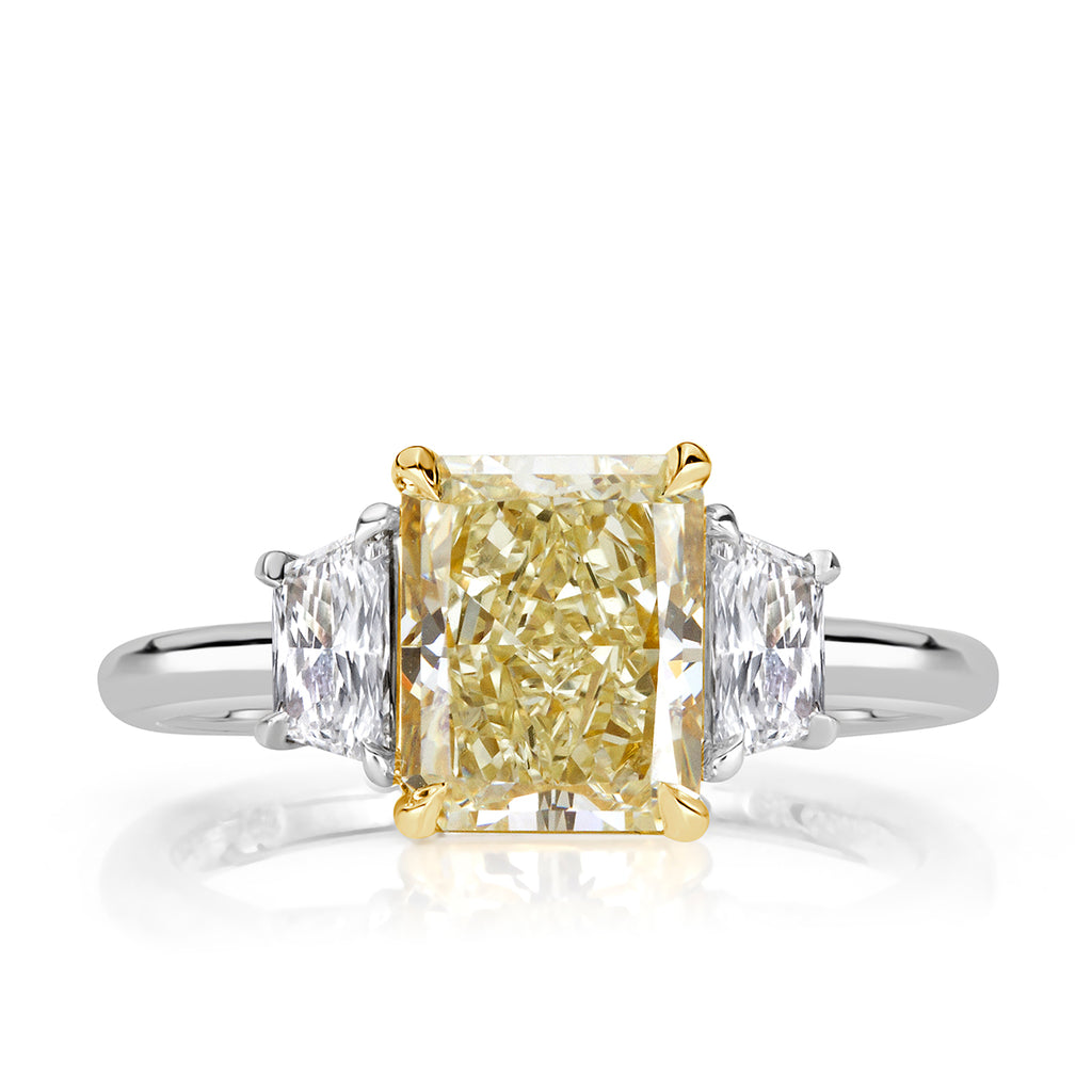 2.71ct Fancy Light Yellow Radiant Cut Diamond Engagement