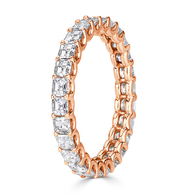 2.50ct Asscher Cut Diamond Eternity Band in 18k Rose Gold