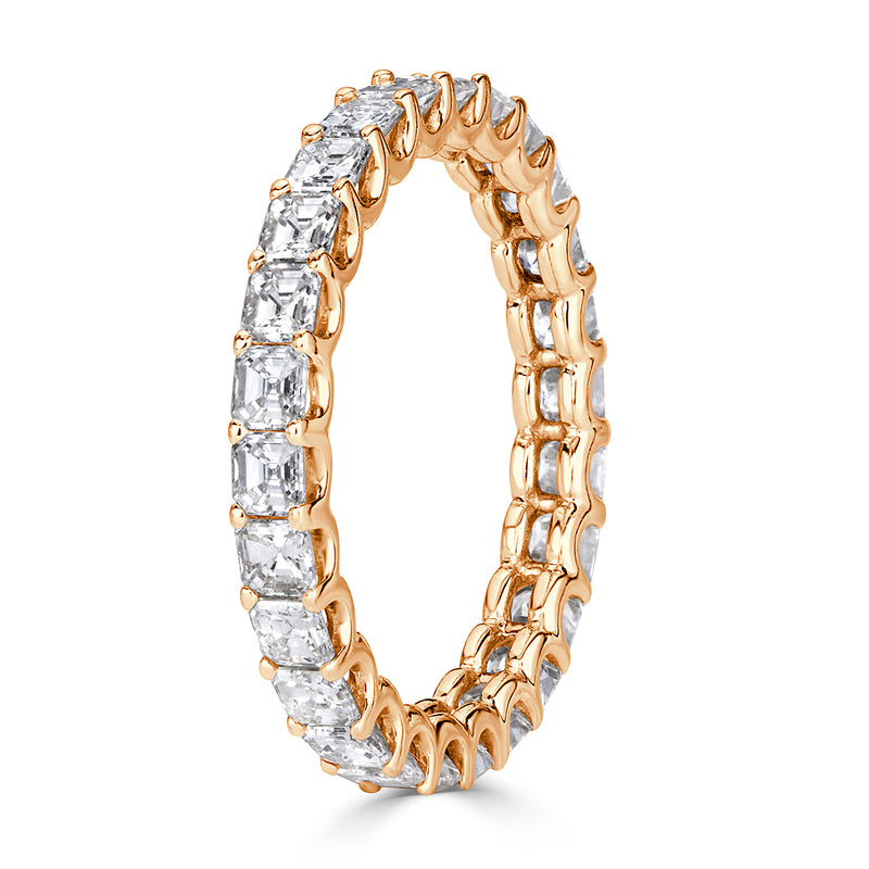 2.50ct Asscher Cut Diamond Eternity Band in 18k Champagne Yellow Gold