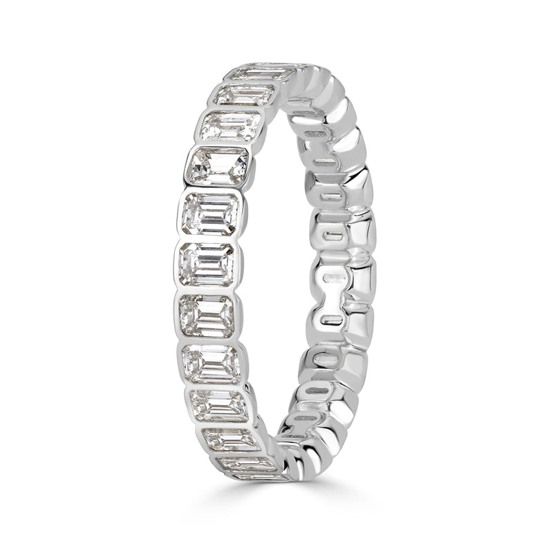 2.01ct Emerald Cut Diamond Bezel Set Eternity Band in Platinum