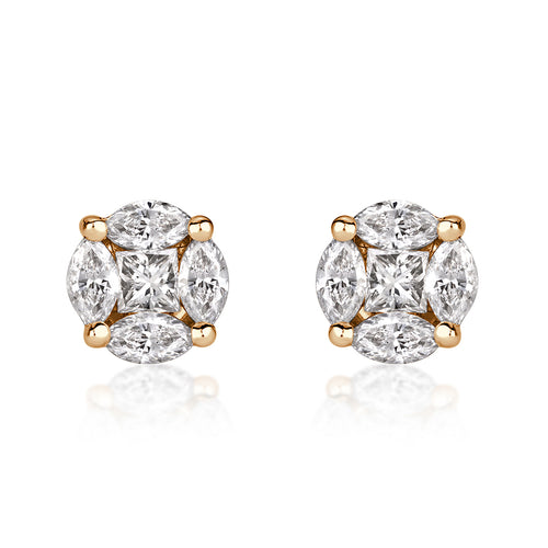 Rhodium Plated VVS Champagne Gem Stone with Cz Sterling Silver Earrings -  DAEG0037. Free Shipping, Easy 30 Days Returns and Exchange, 6 Month Plating  Warranty.