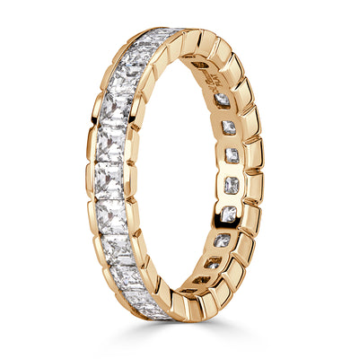 2.20ct Asscher Cut Diamond Eternity Band in 18k Champagne Yellow Gold