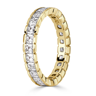 2.20ct Asscher Cut Diamond Eternity Band in 18k Yellow Gold