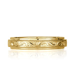 Handmade Engraved Wedding Band in 18k Yellow Gold