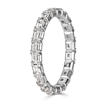 1.13ct Emerald Cut Diamond Eternity Band in 18k White Gold