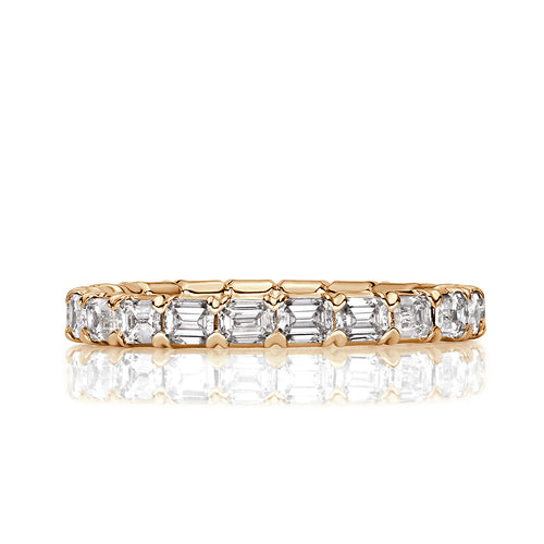 1.13ct Emerald Cut Diamond Eternity Band in 18k Champagne Yellow Gold