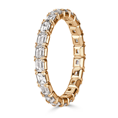 1.13ct Emerald Cut Diamond Eternity Band in 18k Champagne Yellow Gold