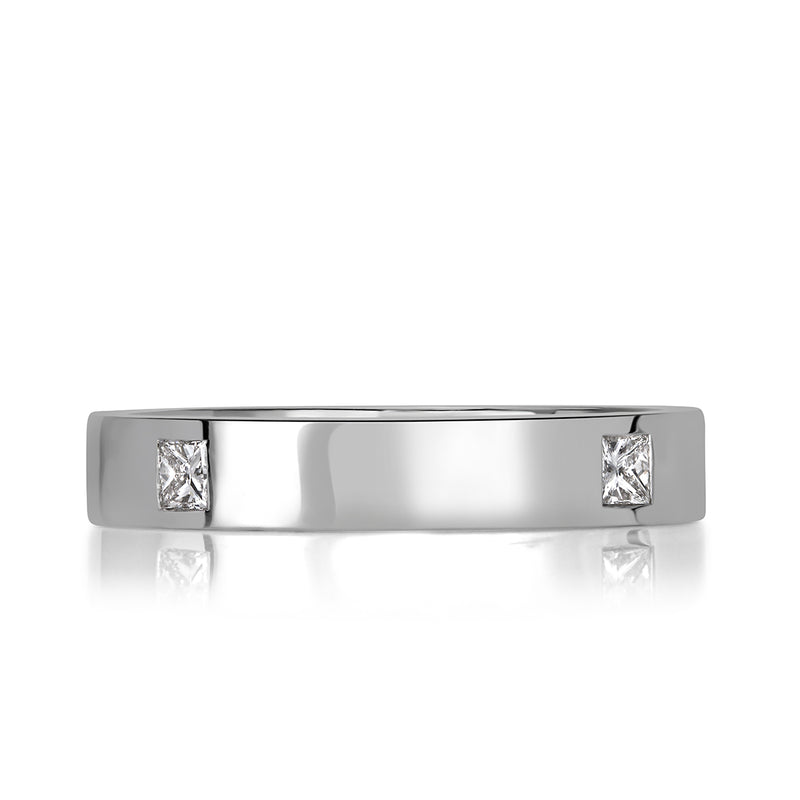 0.45ct Princess Cut Diamond Men's Wedding Band in 18K White Gold