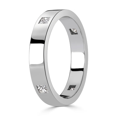 0.40ct Princess Cut Diamond Men's Wedding Band in 18K White Gold