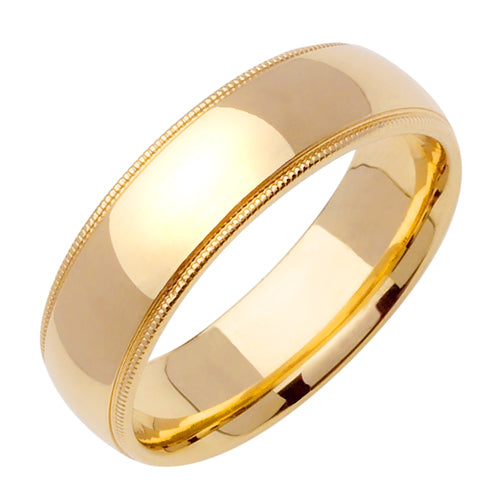 Men's Handmade Milgrain Wedding Band in 18k Yellow Gold 7.0mm